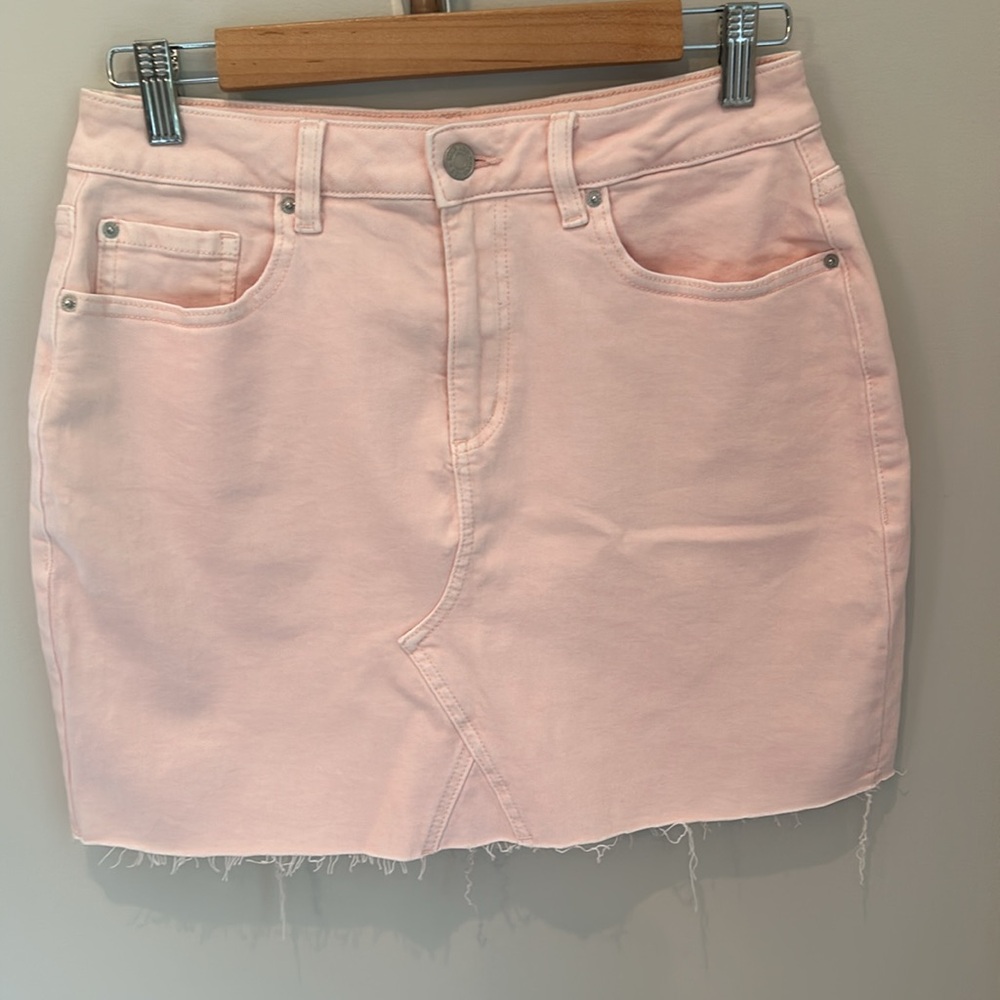 Garage Blush Pink Denim Mini Skirt